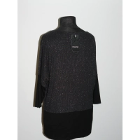 Sukienka tunika KIMONO z dekoltem - srebrny brokat